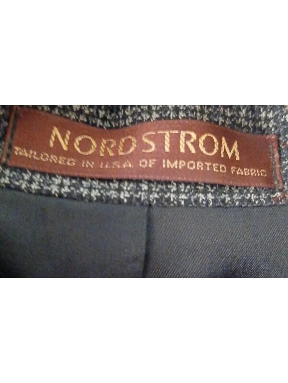Vintage Nordstrom Black Check Waffle Tweed Wool Men Blazer 46L Sport Coat Jacket